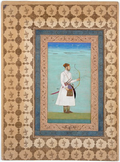 Ritratto di Luhrasp Khan, dinastia Mughal, 1655-65 circa (inchiostro, acquerello e oro su carta) da Indian School