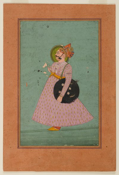 Ritratto del Maharaja Bakhat Singh, inizio XIX secolo (acquerello opaco su carta dorata) da Indian School
