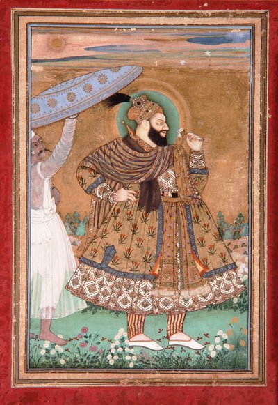 Ritratto del sultano Abul Hasan di Golconda, in piedi da Indian School
