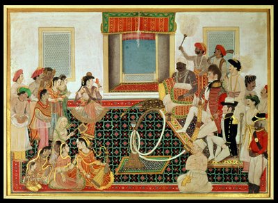 Il principe Mahadaji Sindhia intrattiene un ufficiale dell
