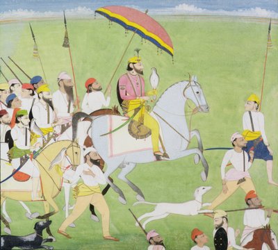 Rajah Dhian Singh (1796-1840) a caccia con compagni, c.1834-40 da Indian School