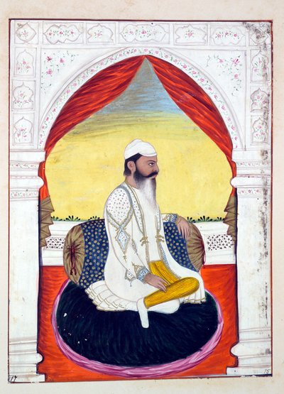 Rajah Sahib Dyal, dal Regno del Punjab, i suoi Sovrani e Capi, volume I, un volume di 27 studi ad acquerello di un artista indiano non identificato, c.1840 da Indian School