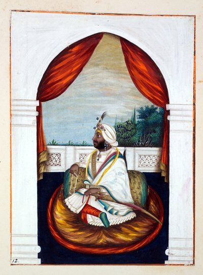 Rajah Sher Singh, dal Regno del Punjab, i suoi Sovrani e Capi, volume I, un volume di 27 studi ad acquerello di un artista indiano non identificato, c.1840 da Indian School