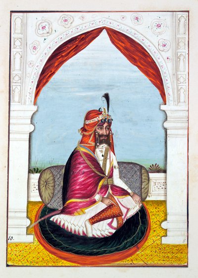 Rajah Suchet Singh, dal Regno del Punjab, i suoi Sovrani e Capi, volume I, un volume di 27 studi ad acquerello di un artista indiano non identificato, c.1840 da Indian School