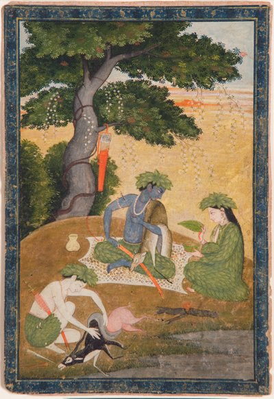 Rama, con Sita e Lakshmana nella foresta, dal Ramayana, c.1790 da Indian School