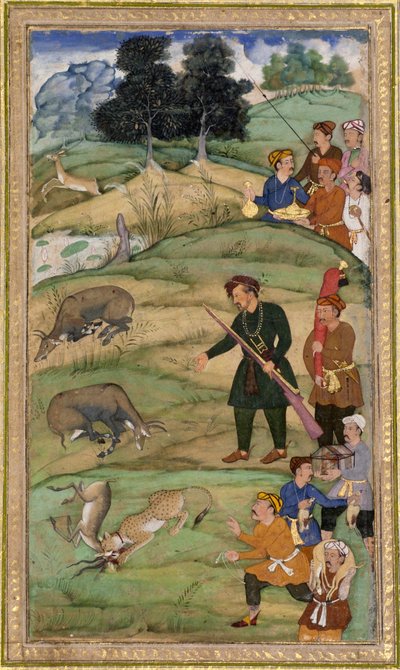 Salim, con il suo fucile, indica un nilgai morto da Indian School
