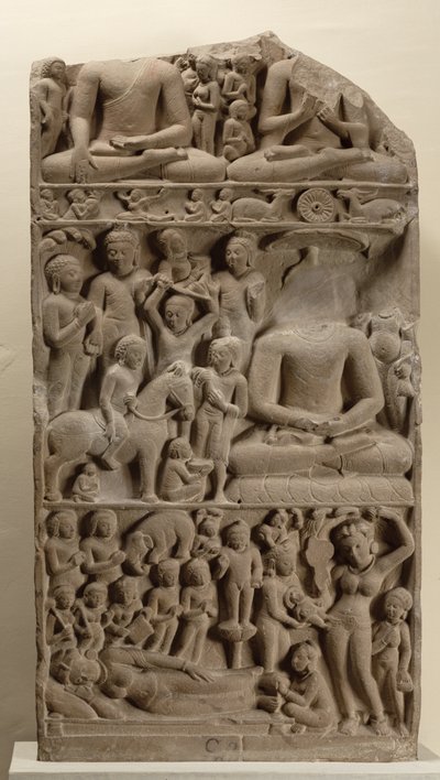 Scene dalla vita del Buddha, Sarnath, Uttar Pradesh da Indian School