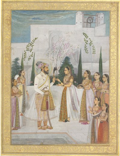Shah Jahan presenta gioielli a una principessa da Indian School