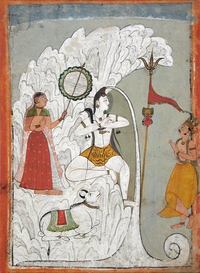 Shiva che porta la discesa del fiume Gange, foglio da un manoscritto hindi del santo Narayan, c.1740 da Indian School