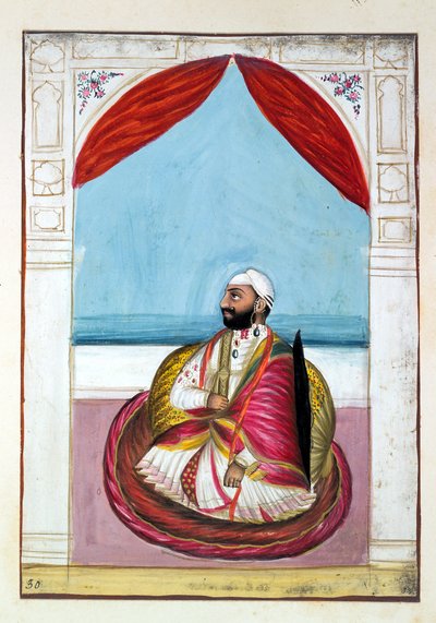 Sirdar Chet Singh, dal Regno del Punjab, i suoi Sovrani e Capi, volume II, un volume di 30 studi ad acquerello di un artista indiano non identificato, c.1840 da Indian School