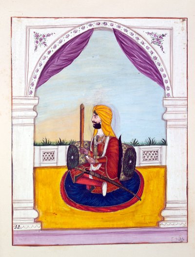 Sirdar Runjodh Singh (Majithia), dal Regno del Punjab, i suoi Sovrani e Capi, volume II, un volume di 30 studi ad acquerello di un artista indiano non identificato, c.1840 da Indian School