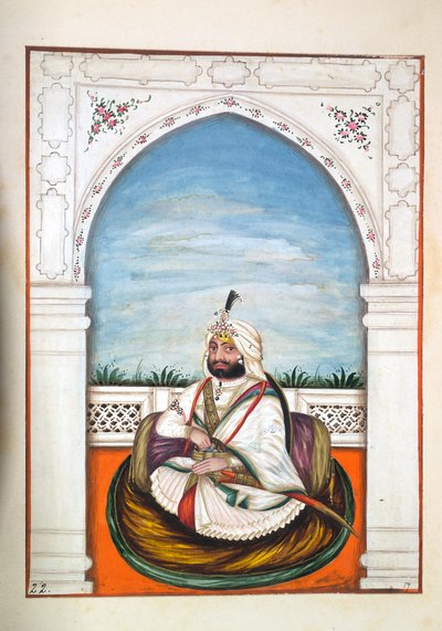 Sirdir Ajit Singh, dal Regno del Punjab, i suoi Sovrani e Capi, volume I, un volume di 27 studi ad acquerello di un artista indiano non identificato, c.1840 da Indian School