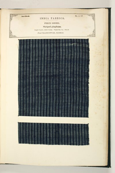Gingham a righe, Palamcottah, Madras, tessuti, dalla Collezione dei Produttori di Tessuti dell