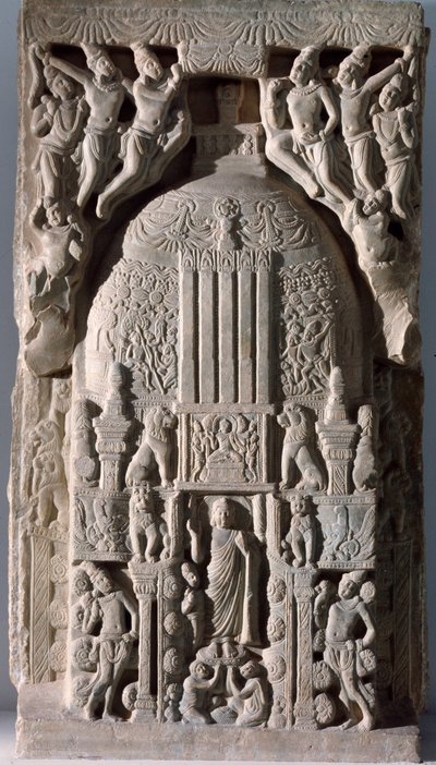 Lastra di stupa (frammento di rilievo, 225-325) da Indian School