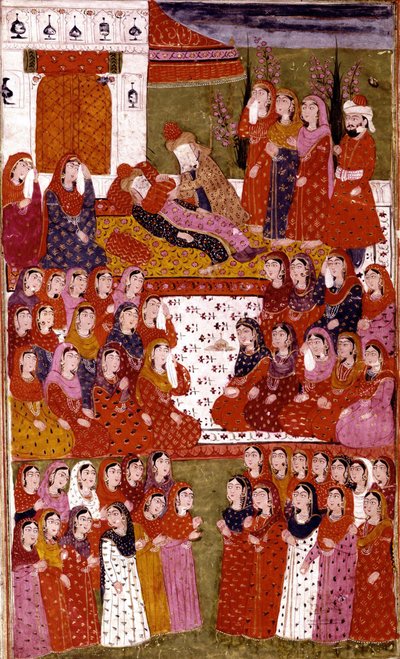 La morte di Abu Bakr, illustrazione da Hamla-i-Haydari, di Mirza Muhammad Rafi Bazil, 1808 da Indian School