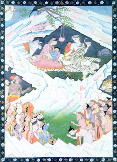 La Sacra Famiglia di Shiva e Parvati sul Monte Kailash da Indian School