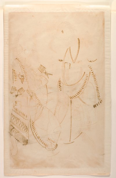 Il Mahant di Tarakeshwar con la sua amante, Elokeshi che gli offre pan, Kalighat Album, c.1880 da Indian School