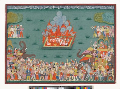 Il Sati di Ramabai, moglie di Madhavrao Peshwa, c.1772-75 da Indian School
