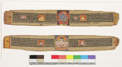 In alto: Heruka danzante; In basso: Bodhisattva Sadaksari Avalokitesvara e assistenti, c.1150-1200 da Indian School