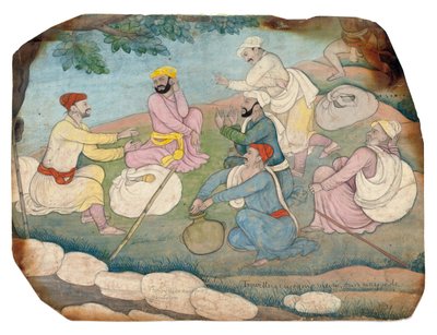 Viaggiatori che si godono la musica lungo la strada, metà del XVIII secolo da Indian School
