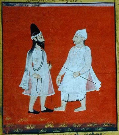 Due Faqir Musulmani Erranti (jangam) Mendicanti Religiosi, Udaipur, c.1810-20 (dettaglio) da Indian School