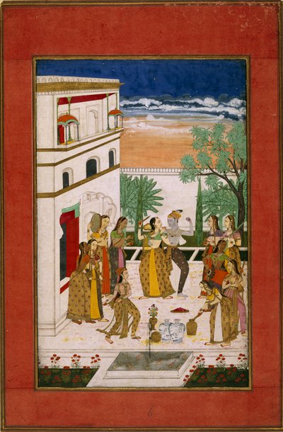 Vasanta Ragini, Radha e Krishna che danzano, c.1760 da Indian School