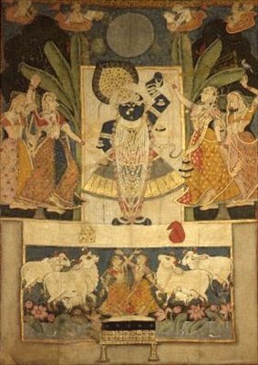 Adorazione di Srinathaji, Nathdwara, Scuola Rajput da Indian School