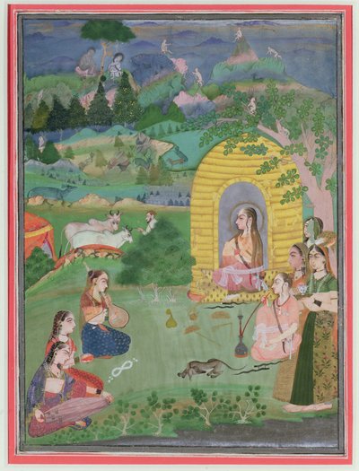 Yogini (asceti indù femminili) in un paesaggio, Scuola di Bikaner, c.1680 da Indian School