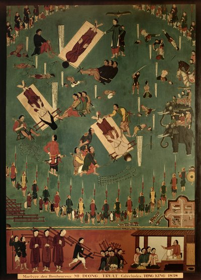 Il martirio del Beato Mi, Duong e Truat a Tongking, Cina, nel 1838 da Indo Chinese School