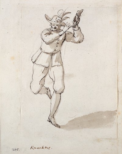 Un uomo con nacchere e campanelli da Inigo Jones