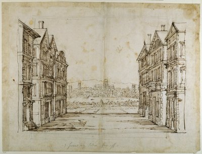 Case inglesi con Londra e il Tamigi in lontananza da Inigo Jones