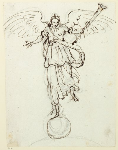 Fama, schizzo preliminare, c.1631 da Inigo Jones