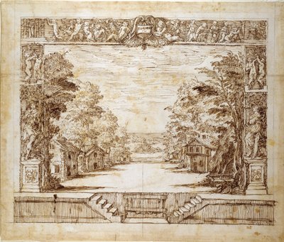 Proscenio e scena in piedi, c.1635 da Inigo Jones