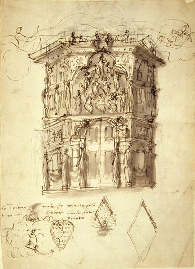 La Mascherata delle Regine, scena 2: la Casa della Fama, c.1609 da Inigo Jones
