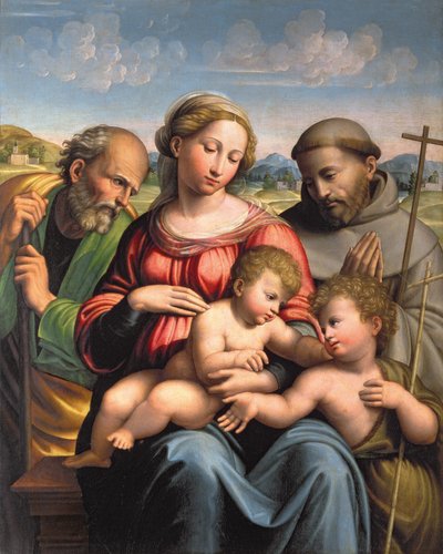 Sacra Famiglia con il Bambino San Giovanni Battista e San Francesco da Innocenzo da Imola