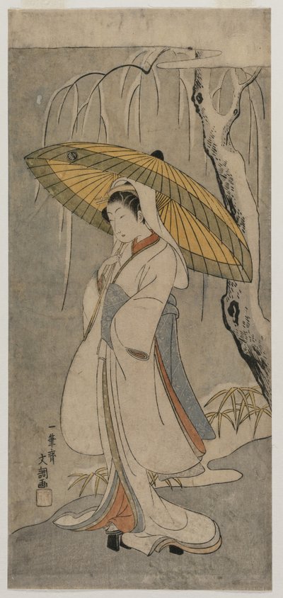 Segawa Kikunojo II come la Fanciulla Airone dalla serie Teatro Ichimura, 1770 da Ippitsusai Bunchō