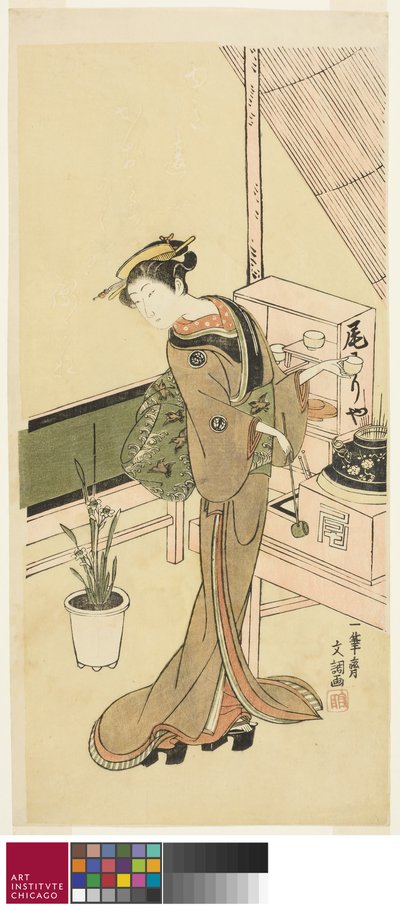 Cameriera alla Casa da Tè Owariya da Ippitsusai Bunchō