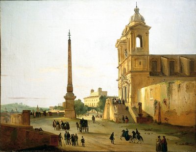 Italia, Roma, Trinità dei Monti e Obelisco Sallustiano da Ippolito Caffi