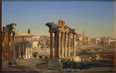 Italia, Roma, Veduta del Foro Romano con il Tempio di Saturno di Ippolito Caffi da Ippolito Caffi
