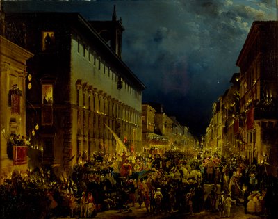 La sera dei Moccoli a Roma, 1834 da Ippolito Caffi