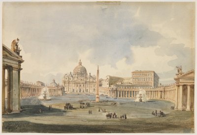 Veduta di Piazza San Pietro e Basilica a Roma, c. 1846 da Ippolito Caffi