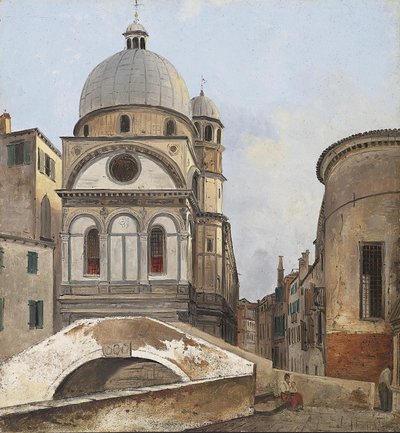 Vista delle chiese di Maria dei Miracoli e Santa Maria Nova a Venezia da Ippolito Caffi
