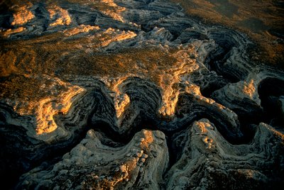 Vista aerea di una mesa arida nello Utah - Grand Gulch ha fornito acqua a numerosi piccoli... da Ira Block