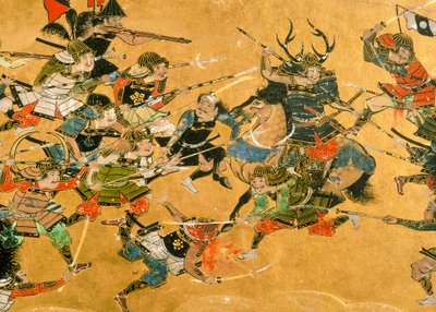 Pannelli centrali che raffigurano scene della Battaglia di Osaka, Giappone, 2005 da Ira Block
