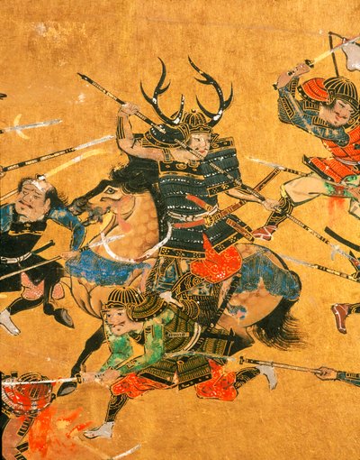 Samurai - 2 pannelli che raffigurano una scena dettagliata della Battaglia di Osaka, 2005 (foto) da Ira Block