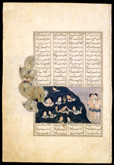 Iskander osserva le sirene. Miniatura dal manoscritto epico Iskandar-nameh da Iranian Master