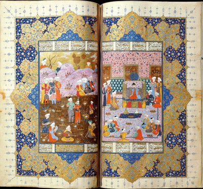 Ascensione al Trono di Shah Luhrasp, Miniatura dal manoscritto epico Shahname di Ferdowsi da Iranian Master