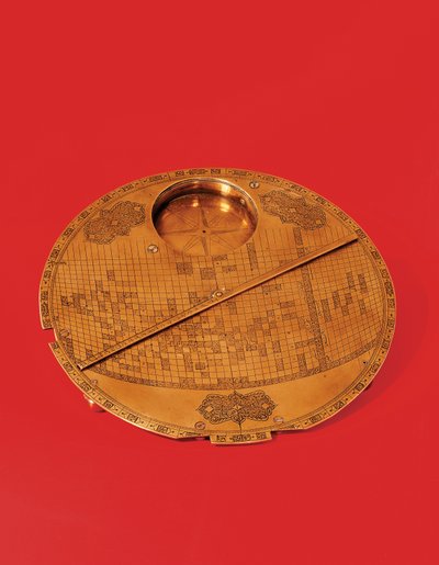 Mappa del mondo centrata su La Mecca, dinastia Safavide, da Isfahan da Iranian School