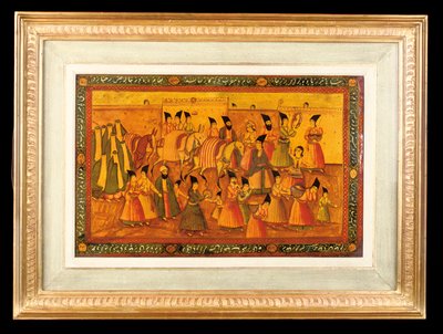 Uno di un paio di pannelli dipinti, Qajar Iran da Iranian School