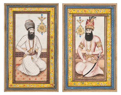 Ritratti di Karim Khan Zand e Nadir Shah, Qajar Iran da Iranian School